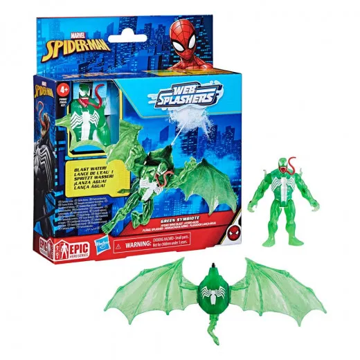 Spider-man Epic Hero Series Web Splashers Actionfigur Green Symbiote Hydro Wing Blast