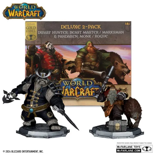 World Of Warcraft Pvc Statuen 2er-pack 1/12 Dwarf Hunter: Beast Master & Pandaren: Monk (gold Label)