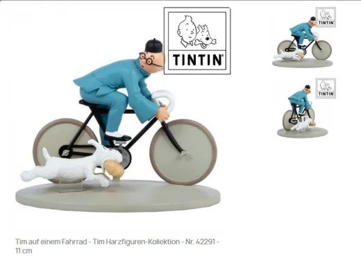 Tim Und Struppi Pvc-figur - Tim Auf Fahrrad (farbige Spezial Version)